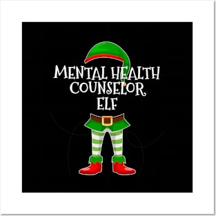 Mental Health Counselor Elf Matching Family Christmas  Gift Posters and Art